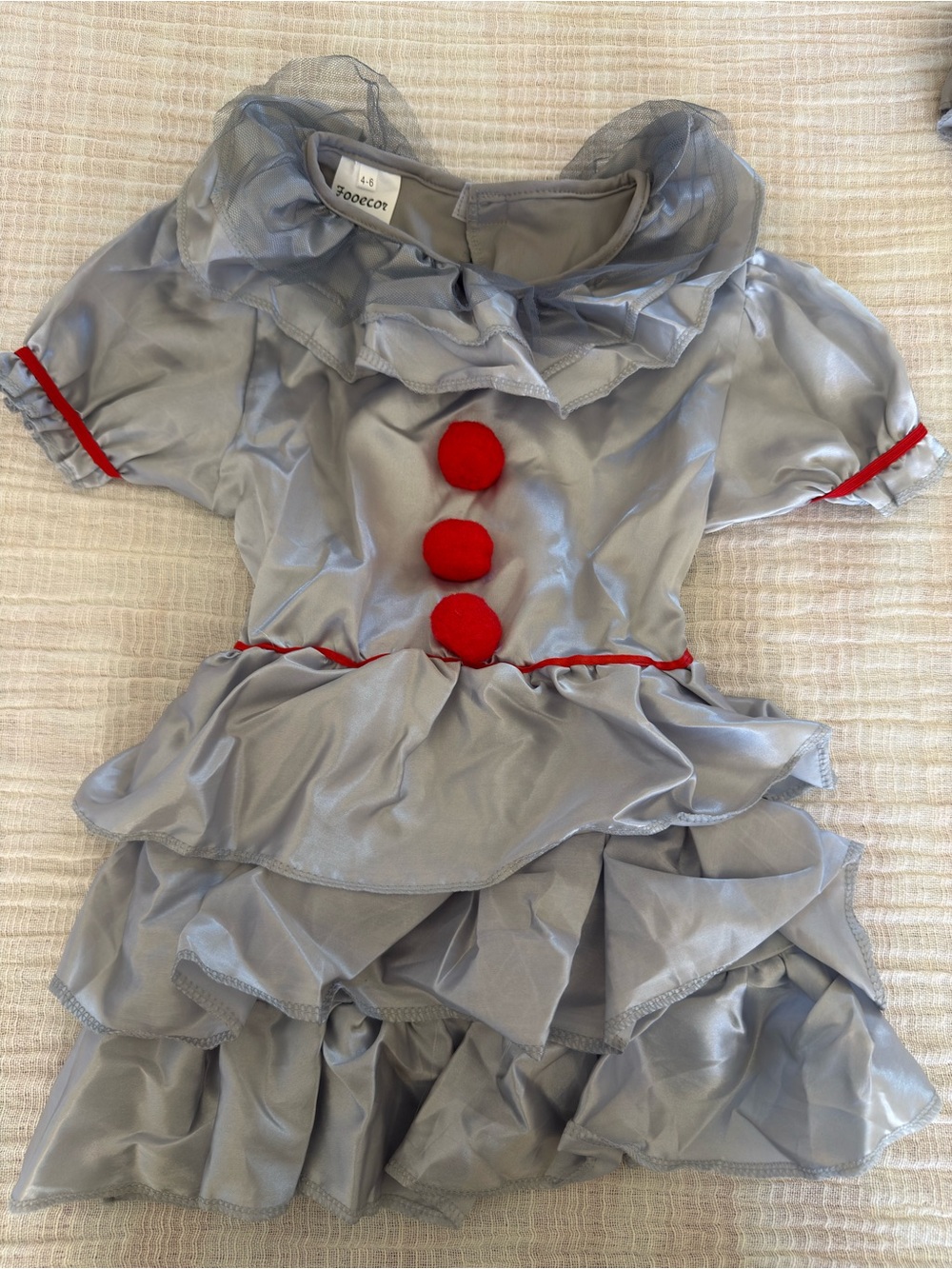 🎈🤡 Fooecor Girls Silver Pennywise Clown Costume Set (Size 4-6) 🎃👻